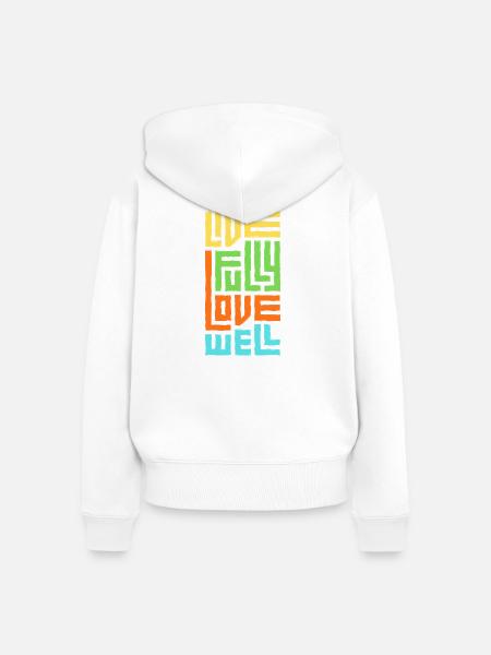 Lebe voll, liebe gut - Frauen Premium Bio Zip Hoodie - Weiß