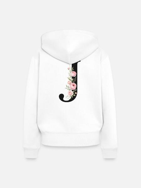 J Buchstabe Monogram Floral - Frauen Premium Bio Zip Hoodie - Weiß