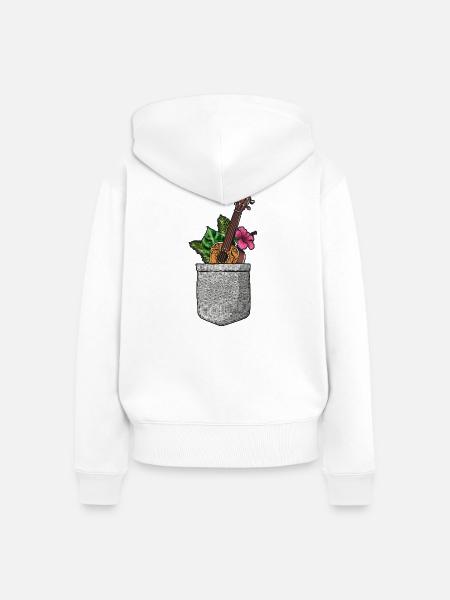 Hawaiian Ukulele Uke Pocket - Frauen Premium Bio Zip Hoodie - Weiß
