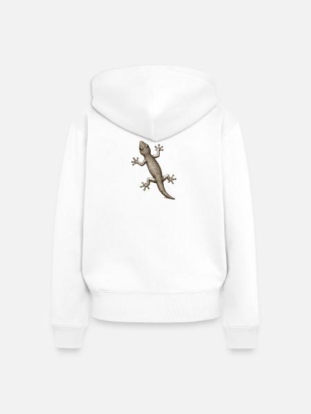 GEEKLEY – Bestiary – Gecko - Frauen Premium Bio Zip Hoodie - Weiß