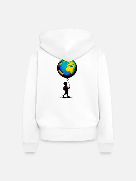 Planet Erde - Frauen Premium Bio Zip Hoodie - Weiß