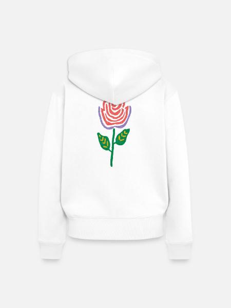 Rose Bloom Folk-Palette - Frauen Premium Bio Zip Hoodie - Weiß
