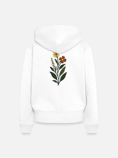 Frühlingsblumen Minimalkunst - Frauen Premium Bio Zip Hoodie - Weiß