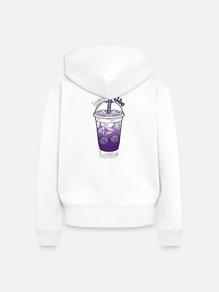 Iced Ube Latte  - Frauen Premium Bio Zip Hoodie - Weiß