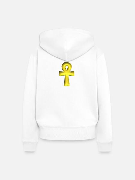 Egyptian_Ankh_Cross - Frauen Premium Bio Zip Hoodie - Weiß