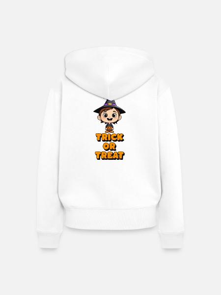 Halloween Trick or Treat - Frauen Premium Bio Zip Hoodie - Weiß