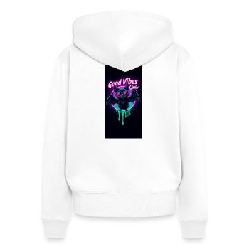 Neon Bat - Frauen Premium Bio Zip Hoodie - Weiß - Hinten - AI Model Female 172 light (172cm)