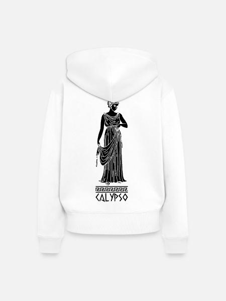 Calypso (schwarz) - Frauen Premium Bio Zip Hoodie - Weiß