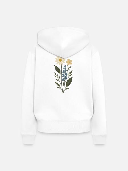 Daisy Lavendel Blumencollage - Frauen Premium Bio Zip Hoodie - Weiß