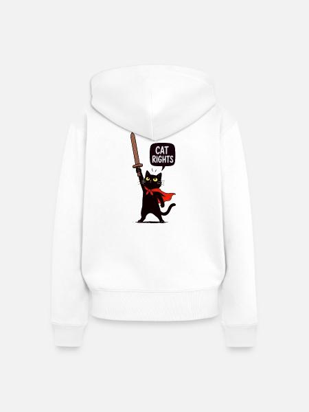 Gato Guerrero für Katzenrechte - Frauen Premium Bio Zip Hoodie - Weiß