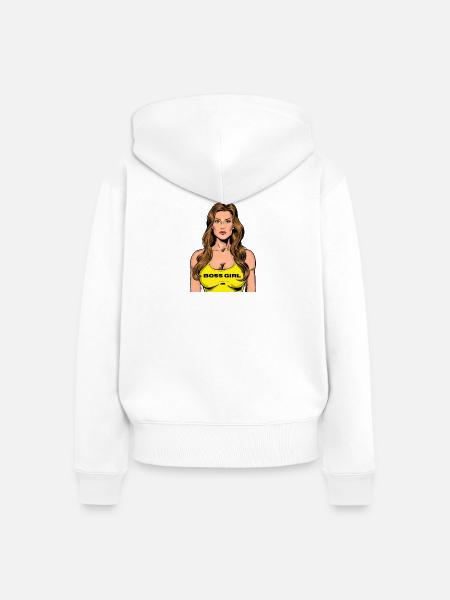 Girl in Cartoonstyle - Frauen Premium Bio Zip Hoodie - Weiß