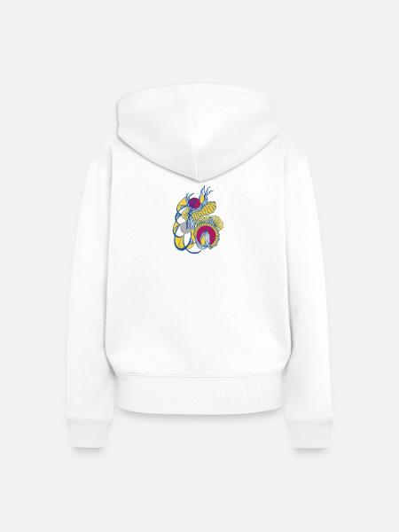 Bunte Blütenspirale - Frauen Premium Bio Zip Hoodie - Weiß