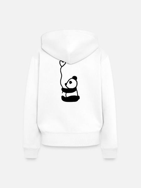 süßer Panda voller Liebe - Frauen Premium Bio Zip Hoodie - Weiß