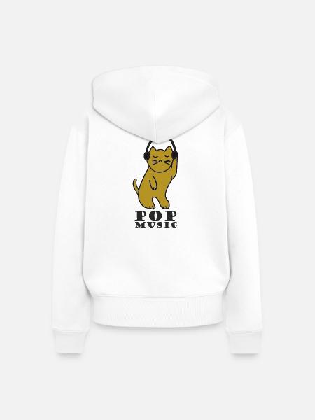 Katzen DJ mit Kopfhörern - Frauen Premium Bio Zip Hoodie - Weiß