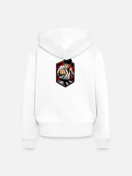 Kampfkunst Fokus Karateschlag - Frauen Premium Bio Zip Hoodie - Weiß