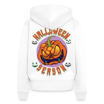 Saison d’Halloween - Sweat à capuche zippé Premium bio Femme - blanc - Dos - AI Model Female 172 light (172cm)