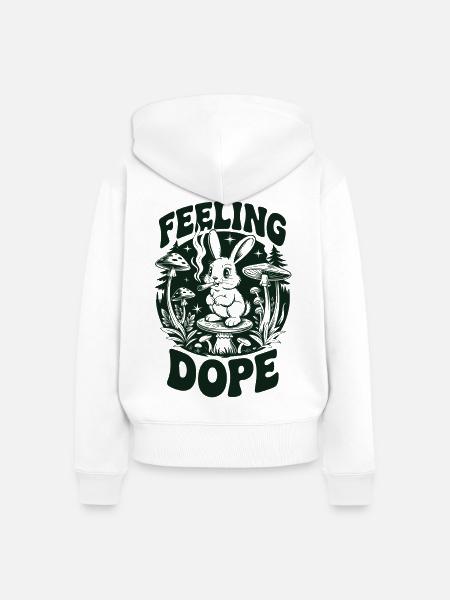 Psychedelischer Hase im Wald - Frauen Premium Bio Zip Hoodie - Weiß