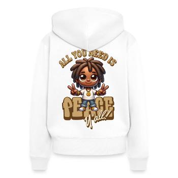 Ambiance de dessin animé Peace Yall - Sweat à capuche zippé Premium bio Femme - blanc - Dos - AI Model Female 172 light (172cm)
