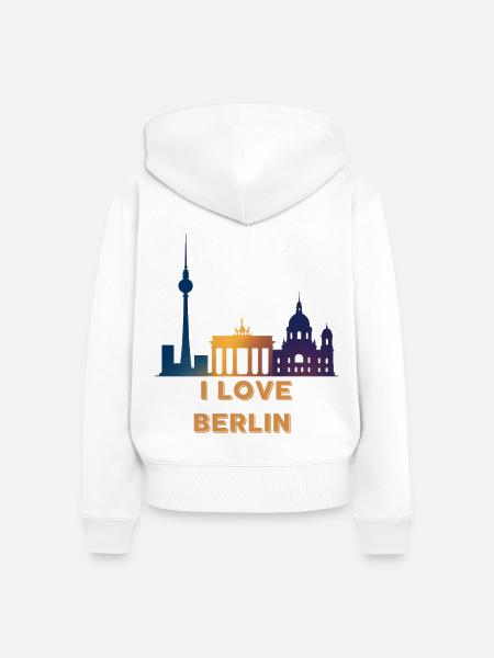 I Love Berlin Skyline Gradient - Frauen Premium Bio Zip Hoodie - Weiß