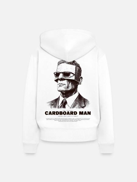 Cardboard Mann Porträt - Frauen Premium Bio Zip Hoodie - Weiß