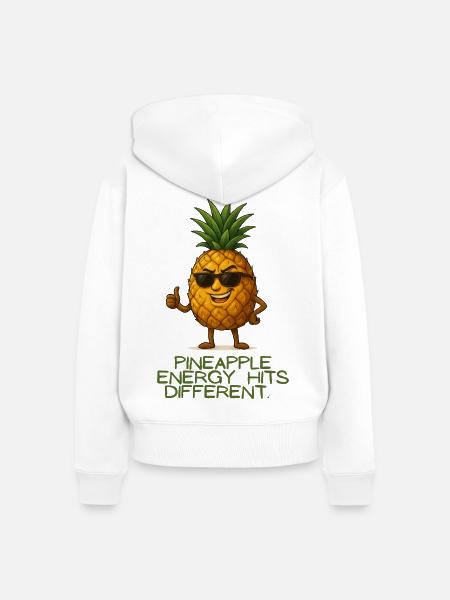 Pineapple Energy Hits Different - Frauen Premium Bio Zip Hoodie - Weiß