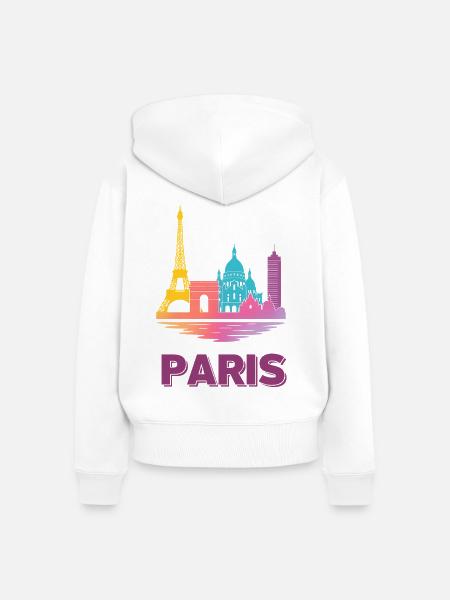 Paris Farbverlauf Skyline Silhouette - Frauen Premium Bio Zip Hoodie - Weiß