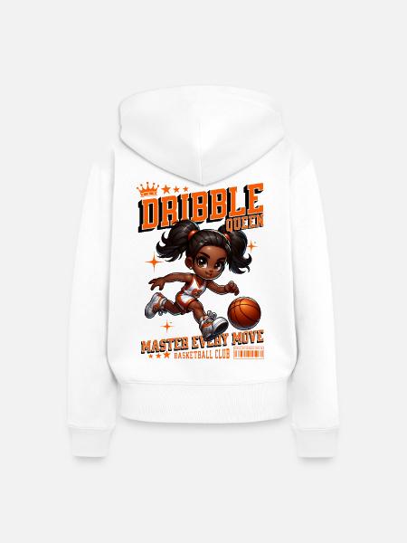 Dribble Queen Basketball Cartoon - Frauen Premium Bio Zip Hoodie - Weiß