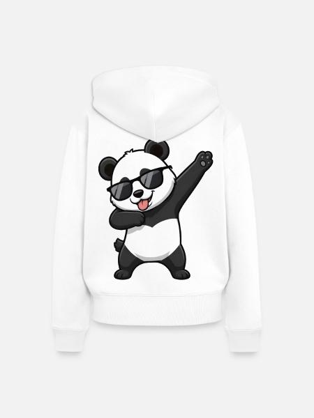 Dabbing Panda - Frauen Premium Bio Zip Hoodie - Weiß