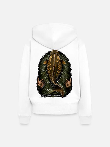 Catch & Release Karpfenfischen - Frauen Premium Bio Zip Hoodie - Weiß
