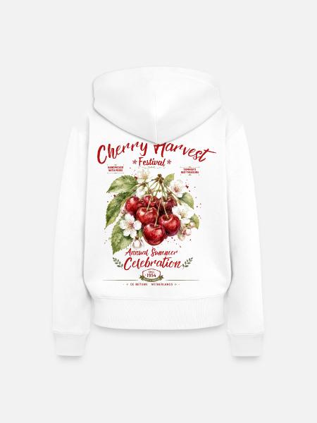 Kirscherntefest-Druck - Frauen Premium Bio Zip Hoodie - Weiß