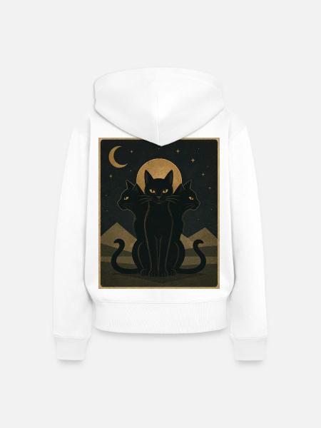 Moonbound Cats - Frauen Premium Bio Zip Hoodie - Weiß
