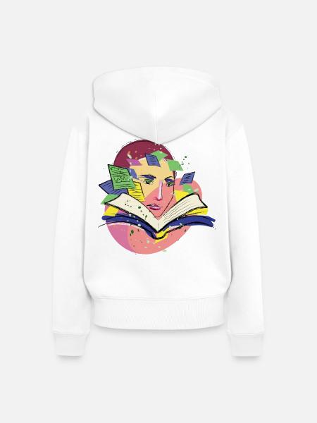 Abstraktes Buch Lesen & Lernen Kunst Design - Frauen Premium Bio Zip Hoodie - Weiß