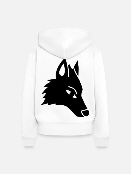 Wolf's Head Manga (schwarz) - Frauen Premium Bio Zip Hoodie - Weiß