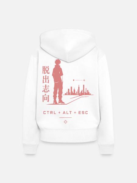 Fluchtblick: Stadt und Ctrl Alt Esc - Frauen Premium Bio Zip Hoodie - Weiß