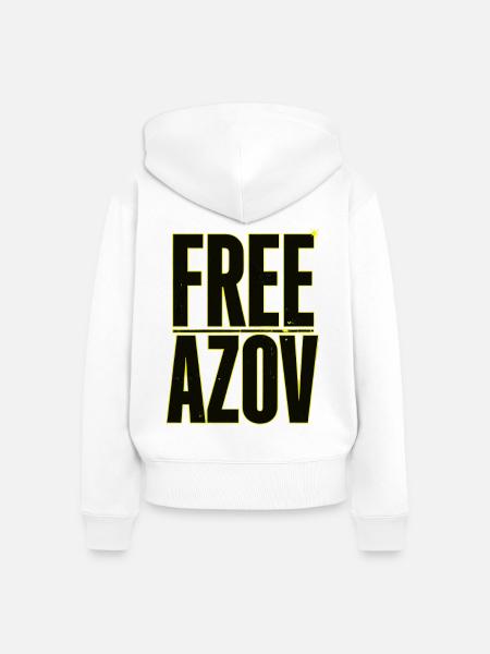 Free Azov – Neon-Block-Typografie - Frauen Premium Bio Zip Hoodie - Weiß