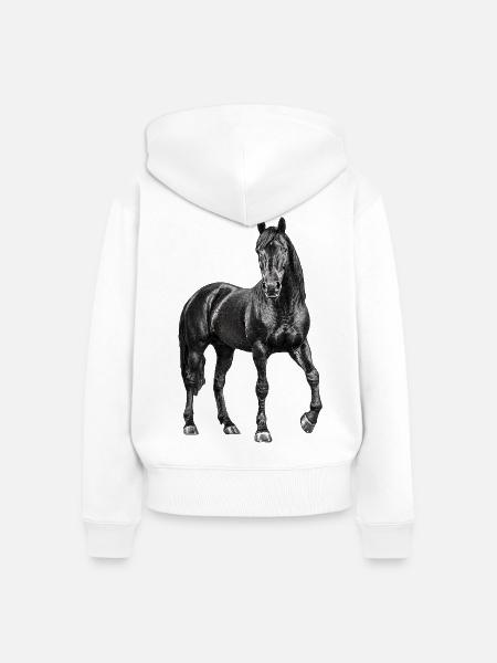 Pferd Hengst - Frauen Premium Bio Zip Hoodie - Weiß