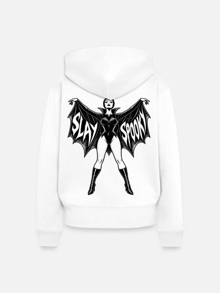 SLAY SPOOKY - Frauen Premium Bio Zip Hoodie - Weiß