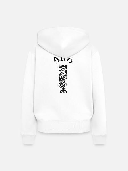 TIKI AITO "BLACK" - Frauen Premium Bio Zip Hoodie - Weiß
