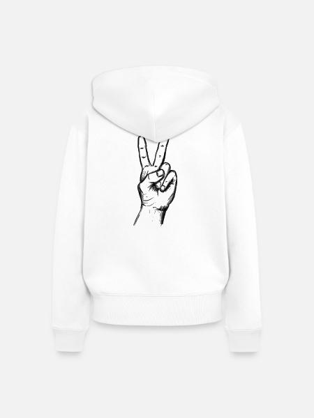 Victory Handzeichen – Illustration - Frauen Premium Bio Zip Hoodie - Weiß