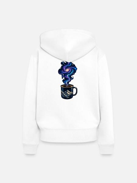 Galaktischer Kaffee - Frauen Premium Bio Zip Hoodie - Weiß