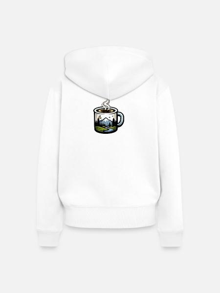 Nachtlandschaft im Kaffeebecher - Frauen Premium Bio Zip Hoodie - Weiß
