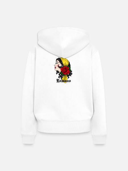 LennyLindellGipsyRomano copyrightRomanoblack - Frauen Premium Bio Zip Hoodie - Weiß