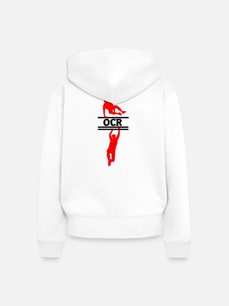 OCR-Bewegung – Sprung- und Hängdesign - Frauen Premium Bio Zip Hoodie - Weiß