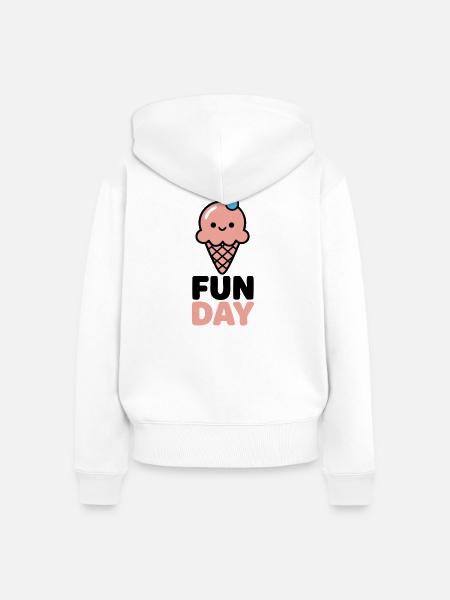 Fun Day Eiscreme Logo - Frauen Premium Bio Zip Hoodie - Weiß