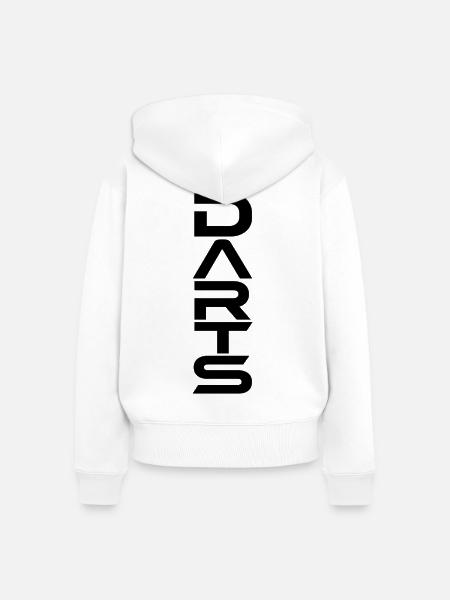 DARTHEROS - DARTS Backprint - Frauen Premium Bio Zip Hoodie - Weiß