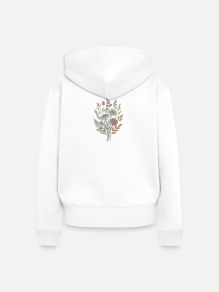Wildblumen-Bouquet-Tee - Frauen Premium Bio Zip Hoodie - Weiß