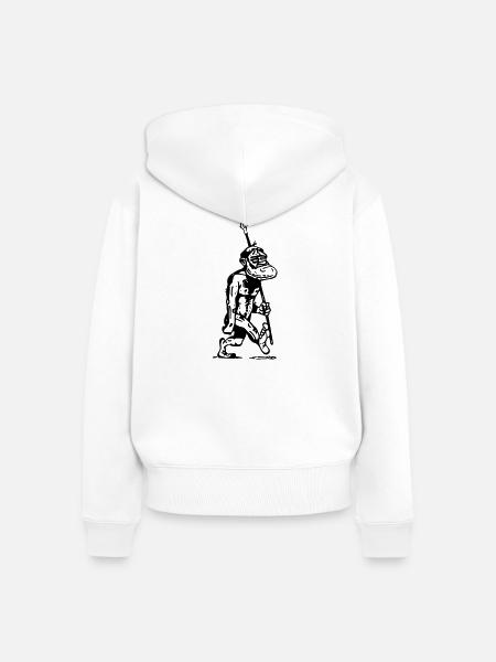 höhlenmensch Vorfahre Menschenaffe Evolution - Frauen Premium Bio Zip Hoodie - Weiß