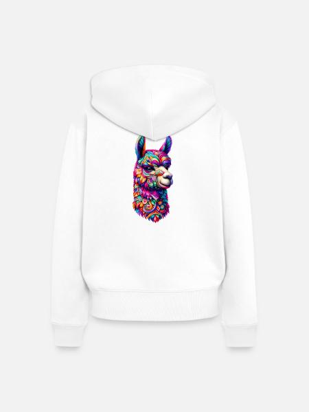 Alpaka - Frauen Premium Bio Zip Hoodie - Weiß
