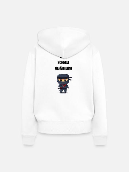 Leise Schnell Gefährlich Ninja - Frauen Premium Bio Zip Hoodie - Weiß