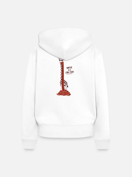 Wintergiraffe: Rothals - Frauen Premium Bio Zip Hoodie - Weiß